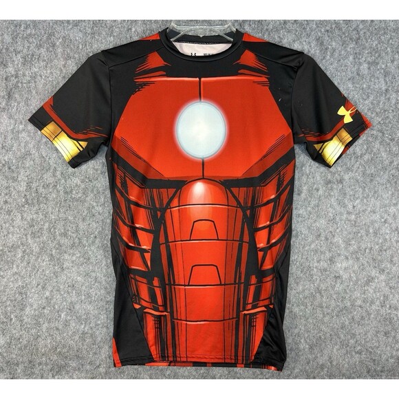 Under Armour Marvel Comics Iron Man Compression Shirt Heat Gear Mens Sz M (READ) - Picture 1 of 9